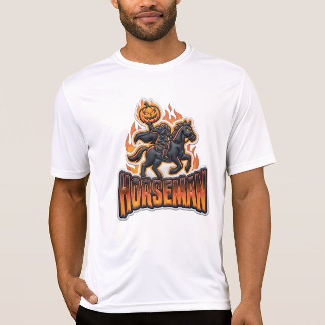 Schwarzer Orange Kopfjäger Halloween T-Shirt (Vorderseite)