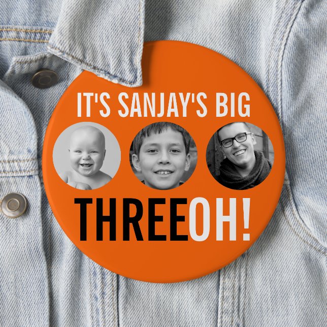 Schwarzer Orangensaft 30th Three OH! Button (Beispiel)