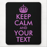 Schwarzer Orchid Behalte Ruhe und Ihren Text Mousepad<br><div class="desc">Erstellen Sie Ihre eigene "Behalten Ruhe"-Parodie in schwarz mit einer orchid lila Farbkrone und Schriftart. Bei Bedarf können Sie die Größe des Schriftartes ändern.</div>