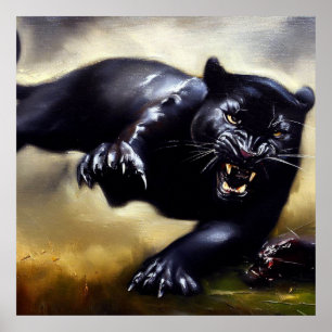 Schwarzer Panther (2) Wildkatze Poster