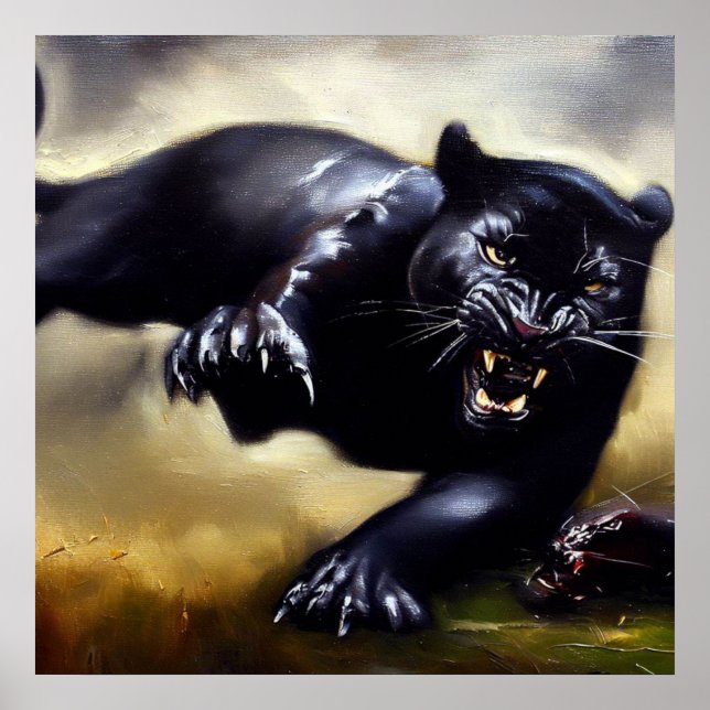 Schwarzer Panther (2) Wildkatze Poster (Vorne)