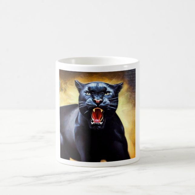 Schwarzer Panther (3) Wildkatze Kaffeetasse (Mittel)