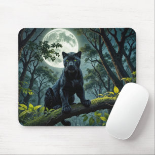Schwarzer Panther auf einer Zweigstelle des Mondsc Mousepad