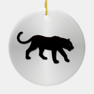 Schwarzer Panther auf Silber Keramik Ornament