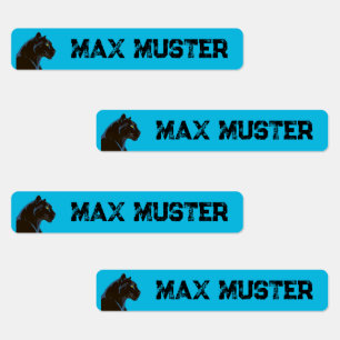 Schwarzer Panther blau 96 schmale Kinder Etiketten