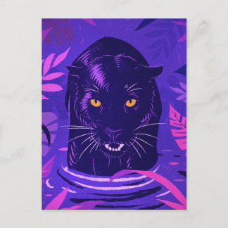 Schwarzer Panther Crouching in einem Fluss Postkarte