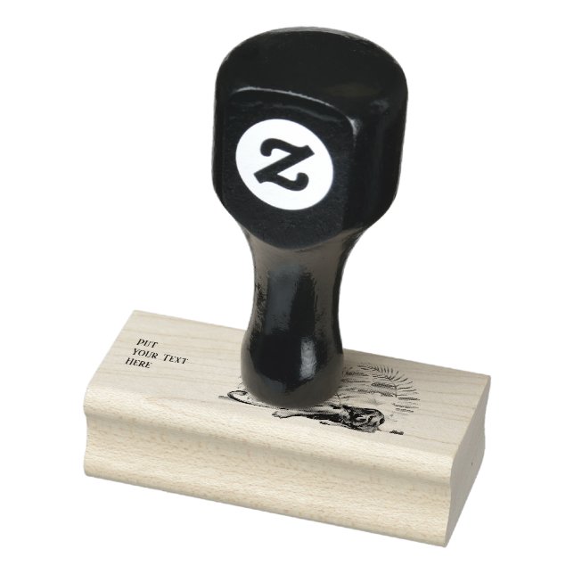 Schwarzer Panther, der ein zartes Dschungelblatt h Gummistempel (Stempel)