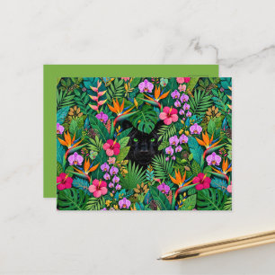 Schwarzer Panther Dschungelblumen und tropisches B Postkarte