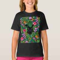 Schwarzer Panther Dschungelblumen und tropisches B