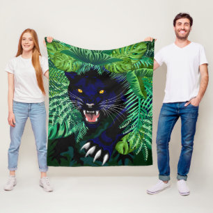Schwarzer Panther Geist des Dschungels Fleecedecke