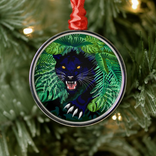 Schwarzer Panther Geist des Dschungels Ornament Aus Metall (Baum)