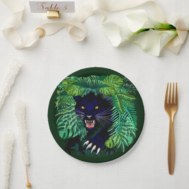 Schwarzer Panther Geist des Dschungels Pappteller (Hochzeit)