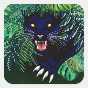Schwarzer Panther Geist des Dschungels Quadratischer Aufkleber