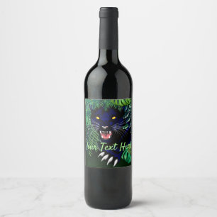 Schwarzer Panther Geist des Dschungels Weinetikett