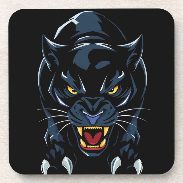 Schwarzer Panther Getränkeuntersetzer (Vorderseite)