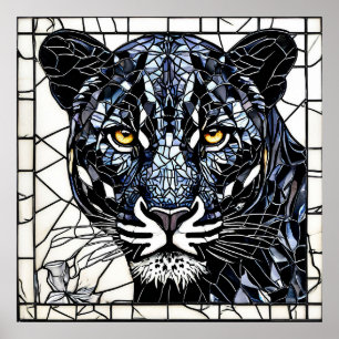 Schwarzer Panther Glasmalerei Poster
