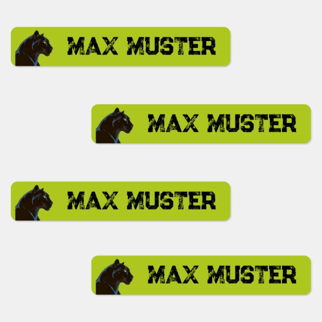 Schwarzer Panther grün 96 schmale Kinder Etiketten (Gruppe)