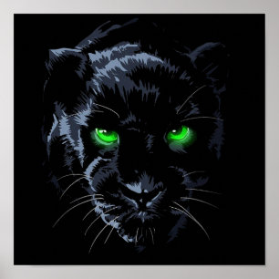 Schwarzer Panther, grünes Auge schwarz Poster
