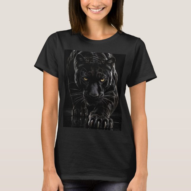 Schwarzer Panther – Hyperrealistisch 3D T-Shirt (Vorderseite)