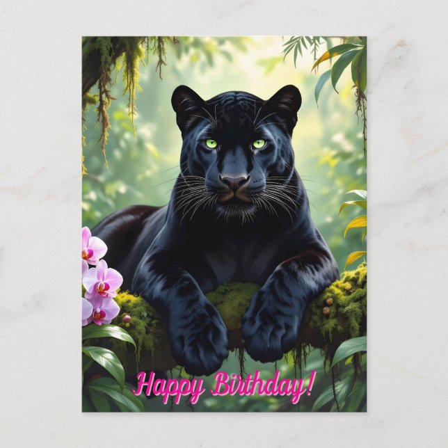 Schwarzer Panther im Dschungel Postkarte (Vorderseite)