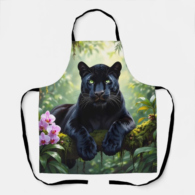 Schwarzer Panther im Dschungel Schürze (Vorderseite)