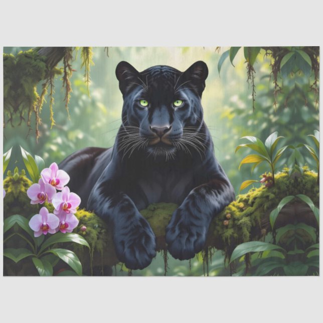 Schwarzer Panther im Dschungel Seidenpapier (Vorderseite)