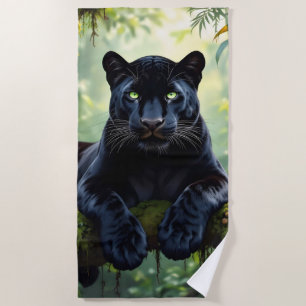 Schwarzer Panther im Dschungel Strandtuch