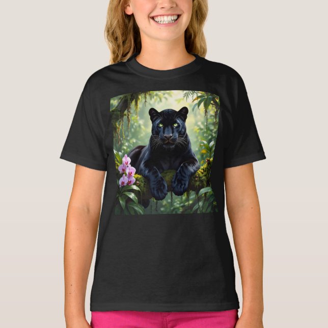 Schwarzer Panther im Dschungel T-Shirt (Vorderseite)