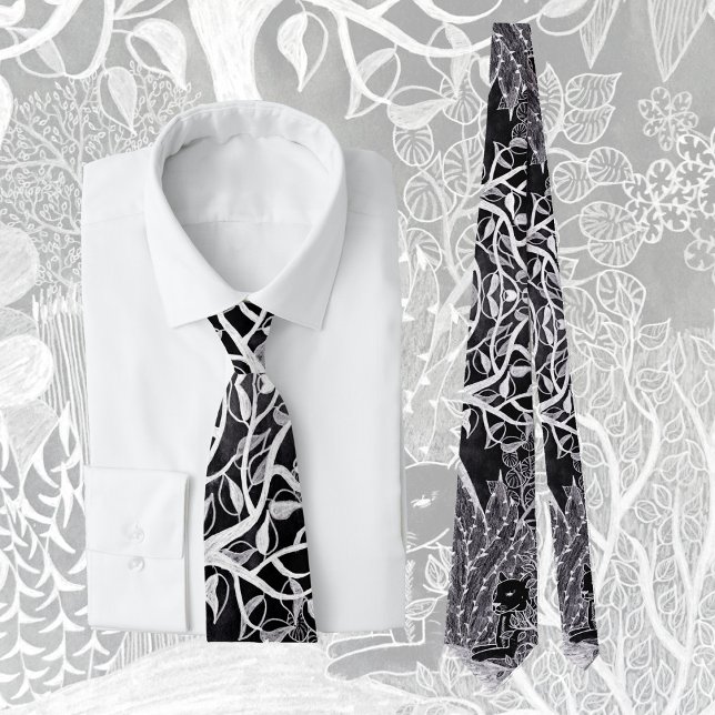 Schwarzer Panther im Dschungel - zeichnend Bleisti Krawatte (Von Creator hochgeladen)