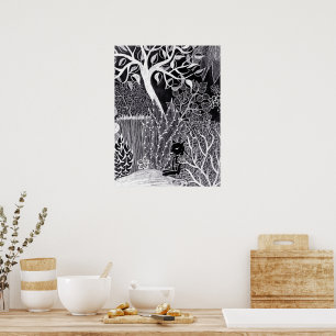 Schwarzer Panther im Dschungel - zeichnend Bleisti Poster