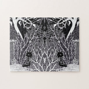 Schwarzer Panther im Dschungel - zeichnend Bleisti Puzzle