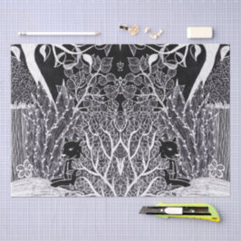 Schwarzer Panther im Dschungel - zeichnend Bleisti Seidenpapier