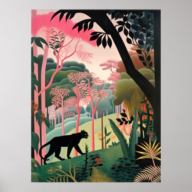 Schwarzer Panther in der Natur Poster (Vorne)