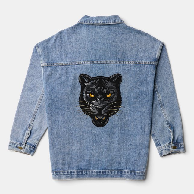 Schwarzer Panther Jeansjacke (Rückseite)