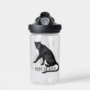 Schwarzer Panther Katze Leopard Personalisiert  Trinkflasche