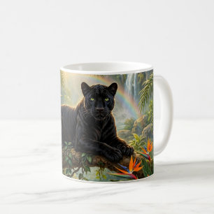 Schwarzer Panther Kenia Dschungel Blumen Wasserfal Kaffeetasse