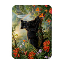 Schwarzer Panther Kenia Dschungel Blumen Wasserfal