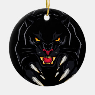 Schwarzer Panther Keramik Ornament