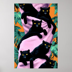 Schwarzer Panther-Kunstposter, maximalistischer Tr Poster