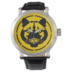 Schwarzer Panther mit kunstvollen Details Armbanduhr