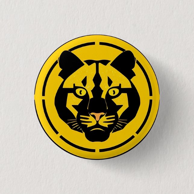 Schwarzer Panther mit kunstvollen Details Button (Vorderseite)