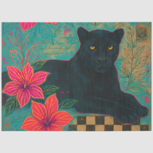 Schwarzer Panther mit tropischen Blume gotisch Seidenpapier