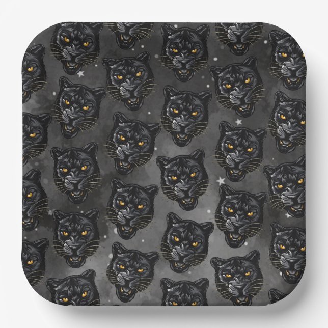 Schwarzer Panther Pappteller (Vorderseite)
