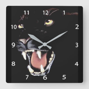 Schwarzer Panther-Quadrat-Wanduhr Quadratische Wanduhr
