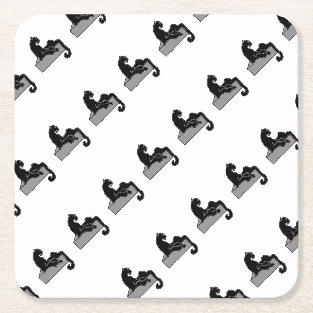 Schwarzer Panther Rechteckiger Pappuntersetzer (Vorderseite)