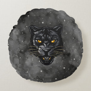Schwarzer Panther Rundes Kissen