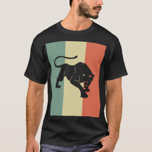 Schwarzer Panther-Silhouette-Shirt-Retro Vintage T-Shirt