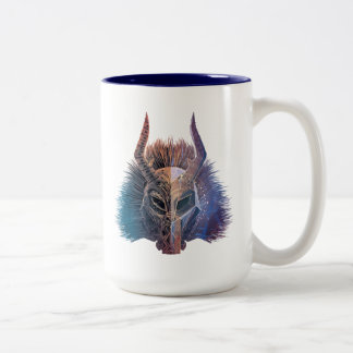 Schwarzer Panther| Tribal Mask Überschneidung Art Zweifarbige Tasse