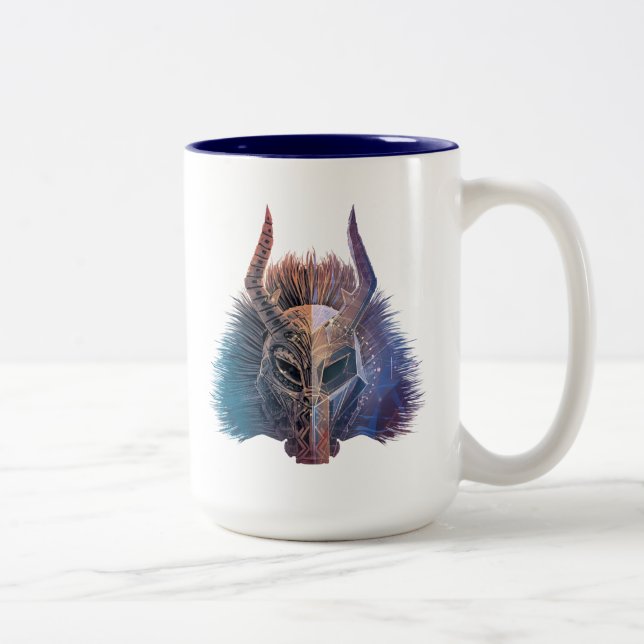 Schwarzer Panther| Tribal Mask Überschneidung Art Zweifarbige Tasse (Rechts)