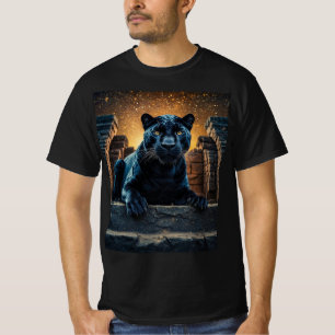Schwarzer Panther und thailändischer Tempel T-Shirt